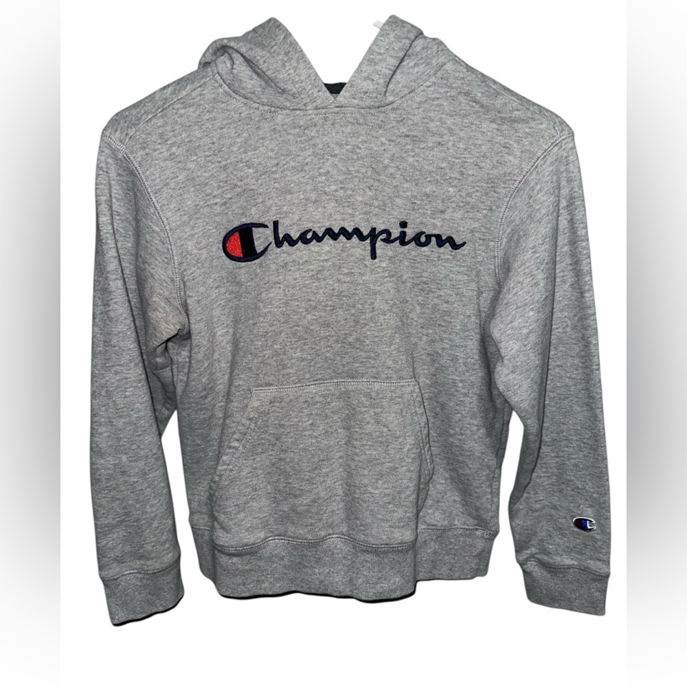 Champion Boys Hoodie Size Medium| Gray Sweatshirt | Youth Fleece Pullover